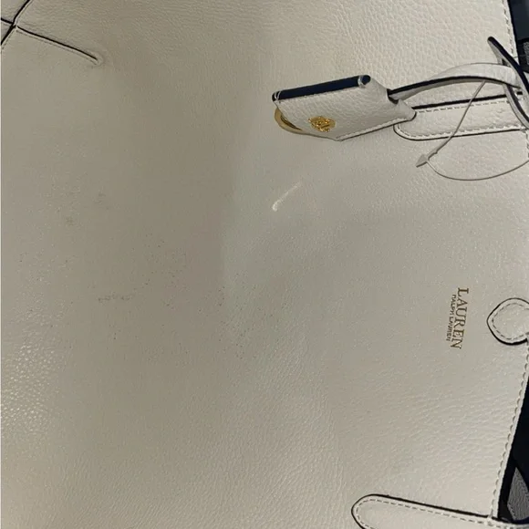 LAUREN RALPH LAUREN Bag Leather Print Tote Purple Vanilla/Breeze Floral w Pouch - Picture 11 of 14